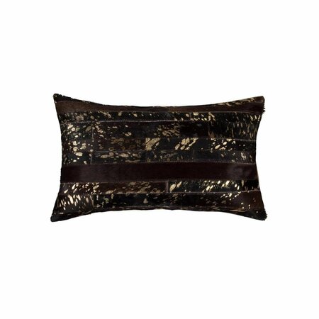 OCEANTAILER Home Roots Beddings  Torino Madrid Pillow Chocolate & Gold - 12 x 20 in. 332292